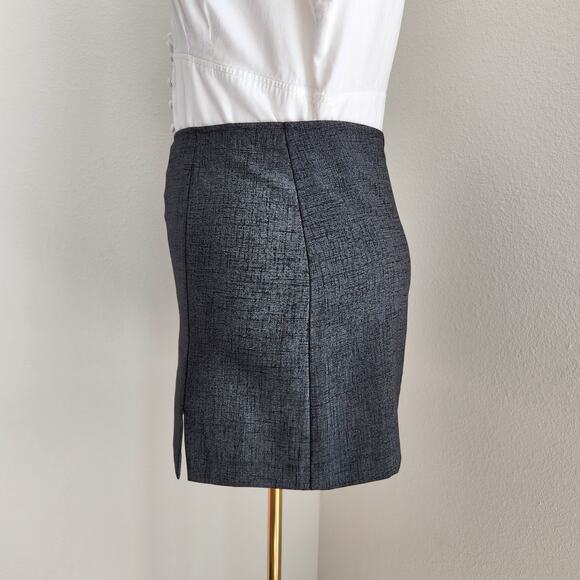 Vintage Y2K Urban Girl Gray High Waisted Mini Skirt Side Slits Office Siren M - Picture 4 of 9